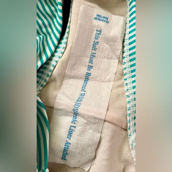 Merona One Piece Green Striped Full Coverage Padded Minimalist Swimsuit M- NWT - Picture 5 of 8